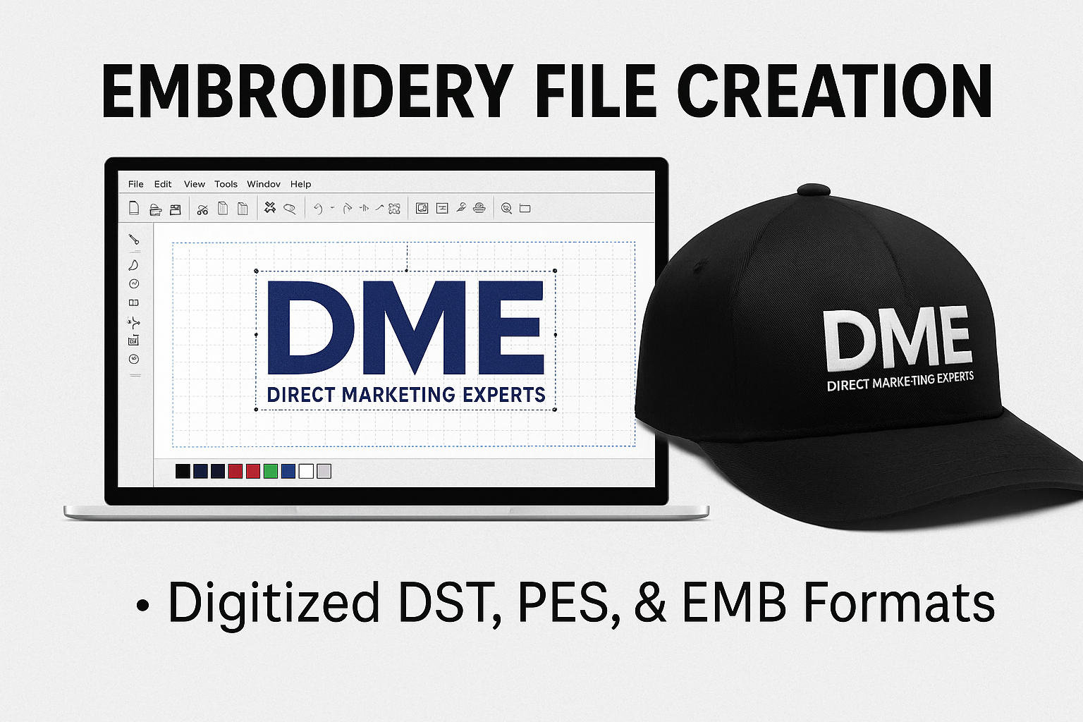 Custom Embroidery File – Digitized DST, PES & EMB Formats